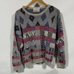 Pronto Uomo Multicolor Geometric Crewneck Sweater